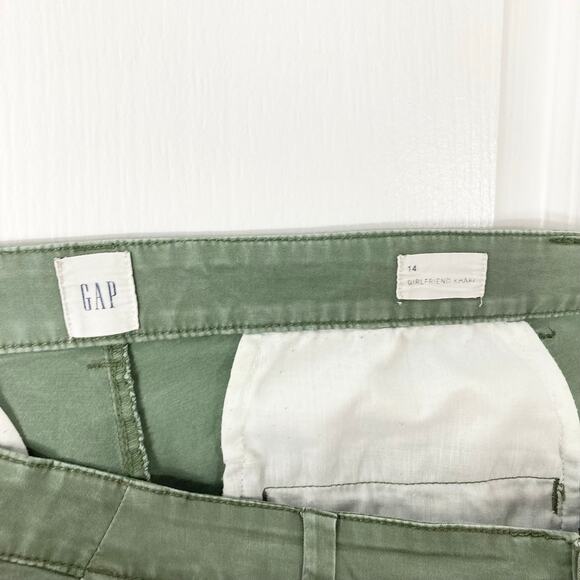 GAP Pants Women 14 Green-Khaki Girlfriend Chino Cotton 5-Pockets Ankle-Length - Picture 3 of 11